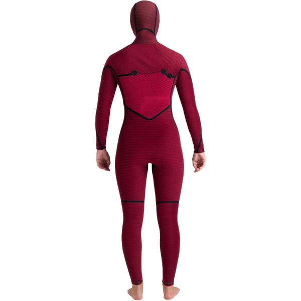 2026 C-Skins Frauen Nuwave Rewired 6/5mm Mit Kapuze Brustrei&szlig;verschluss Neoprenanzug CRW65WH - Black / Black / Rose